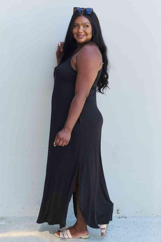 Ninexis Good Energy Full Size Cami Side Slit Maxi Dress in Black - 1985 the VAULT Boutique