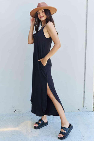 Ninexis Good Energy Full Size Cami Side Slit Maxi Dress in Black - 1985 the VAULT Boutique