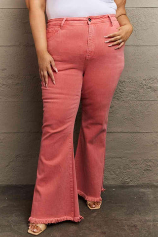 RISEN Bailey Full Size High Waist Side Slit Flare Jeans - 1985 the VAULT Boutique