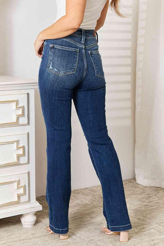 Judy Blue Full Size Mid Rise Hand Sand & Destroy Bootcut Jeans - 1985 the VAULT Boutique