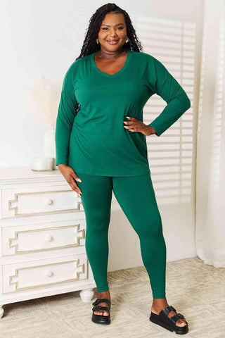 Zenana Lazy Days Full Size Long Sleeve Top and Leggings Set - 1985 the VAULT Boutique