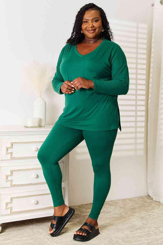 Zenana Lazy Days Full Size Long Sleeve Top and Leggings Set - 1985 the VAULT Boutique