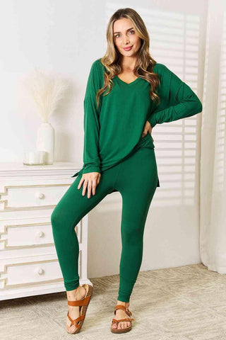 Zenana Lazy Days Full Size Long Sleeve Top and Leggings Set - 1985 the VAULT Boutique