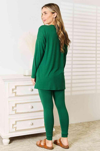 Zenana Lazy Days Full Size Long Sleeve Top and Leggings Set - 1985 the VAULT Boutique