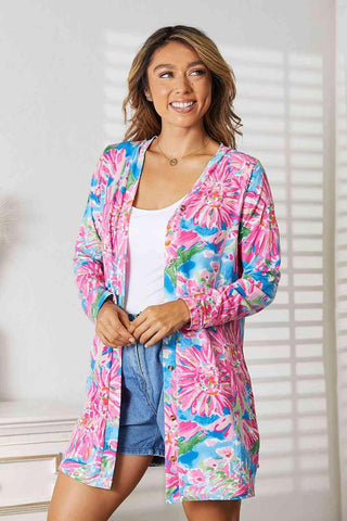 Double Take Floral Open Front Long Sleeve Cardigan - 1985 the VAULT Boutique