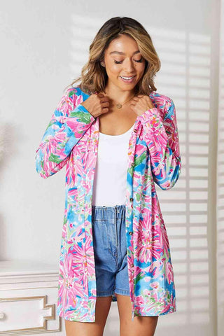 Double Take Floral Open Front Long Sleeve Cardigan - 1985 the VAULT Boutique