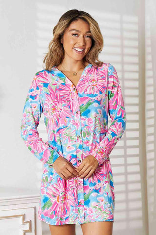 Double Take Floral Open Front Long Sleeve Cardigan - 1985 the VAULT Boutique