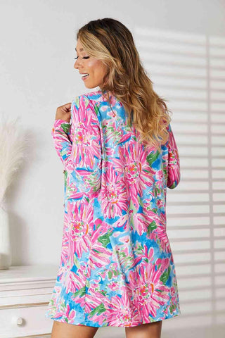 Double Take Floral Open Front Long Sleeve Cardigan - 1985 the VAULT Boutique