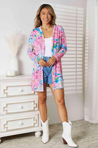 Double Take Floral Open Front Long Sleeve Cardigan - 1985 the VAULT Boutique