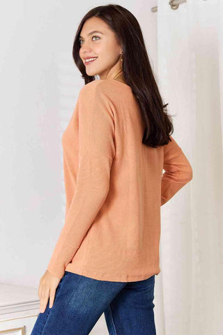 Basic Bae Half Button Long Sleeve Top - 1985 the VAULT Boutique