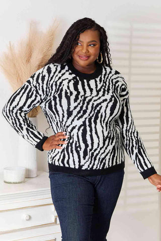 Heimish Full Size Zebra Print Sweater - 1985 the VAULT Boutique