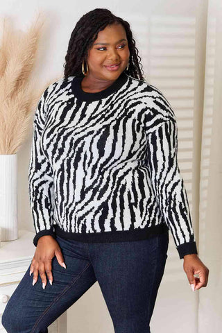 Heimish Full Size Zebra Print Sweater - 1985 the VAULT Boutique