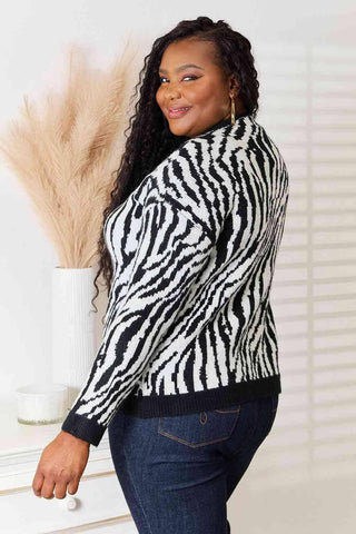 Heimish Full Size Zebra Print Sweater - 1985 the VAULT Boutique