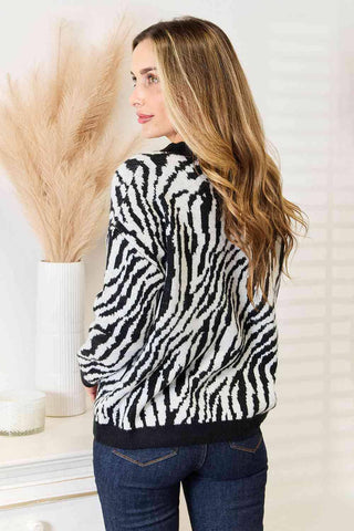 Heimish Full Size Zebra Print Sweater - 1985 the VAULT Boutique