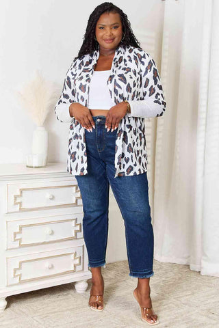 Double Take Leopard Long Sleeve Cardigan - 1985 the VAULT Boutique