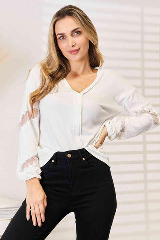 Double Take V-Neck Dropped Shoulder Blouse - 1985 the VAULT Boutique