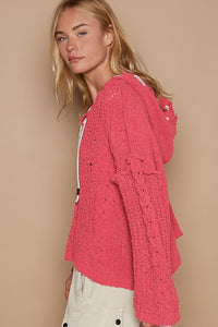 POL Cable Knit Hooded Chenille Sweater - Happily Ever Atchison Shop Co.