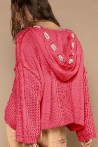 POL Cable Knit Hooded Chenille Sweater - Happily Ever Atchison Shop Co.