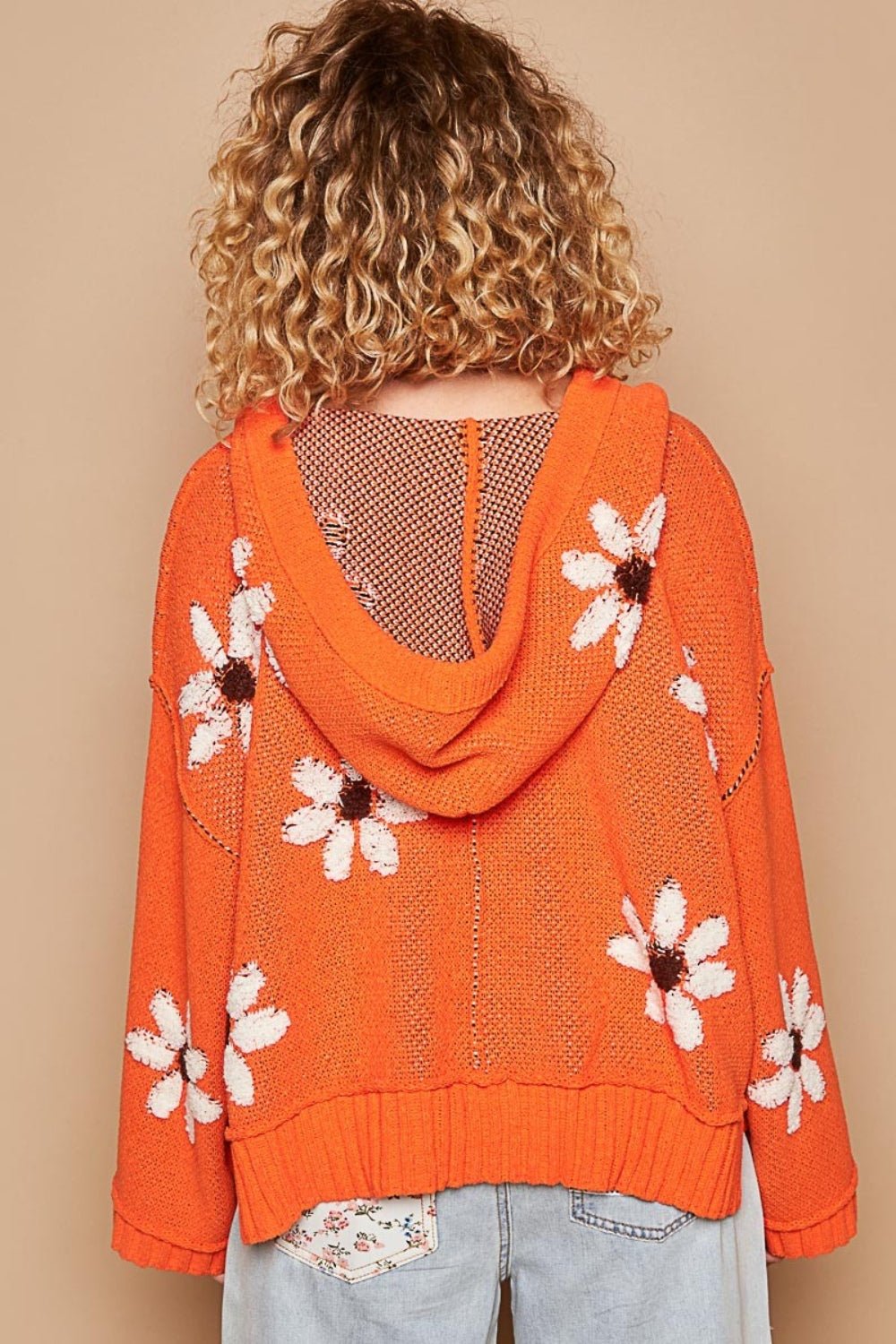 POL Floral Pattern Hooded High - Low Sweater - Happily Ever Atchison Shop Co.