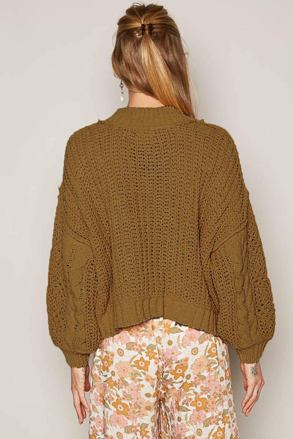 POL Mock Neck Cable Knit Sweater - Happily Ever Atchison Shop Co.