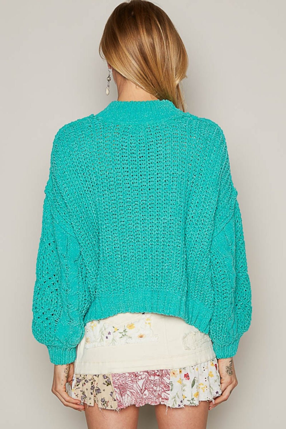 POL Mock Neck Cable Knit Sweater - Happily Ever Atchison Shop Co.