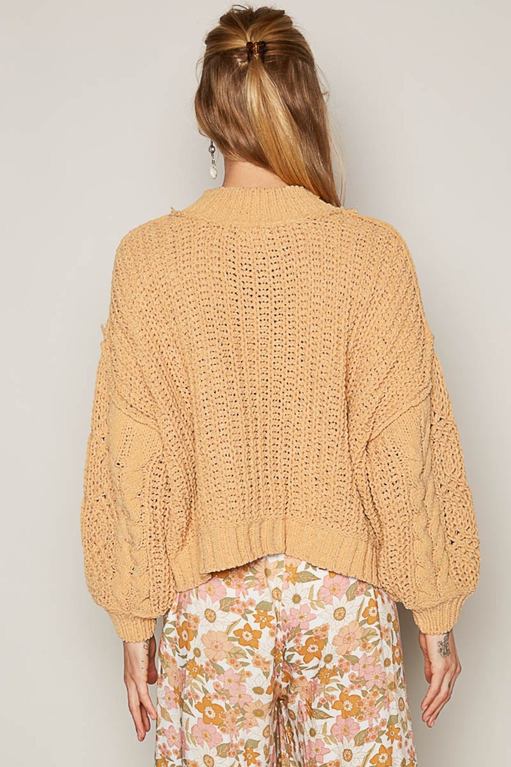 POL Mock Neck Cable Knit Sweater - Happily Ever Atchison Shop Co.