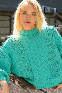 POL Mock Neck Cable Knit Sweater - Happily Ever Atchison Shop Co.