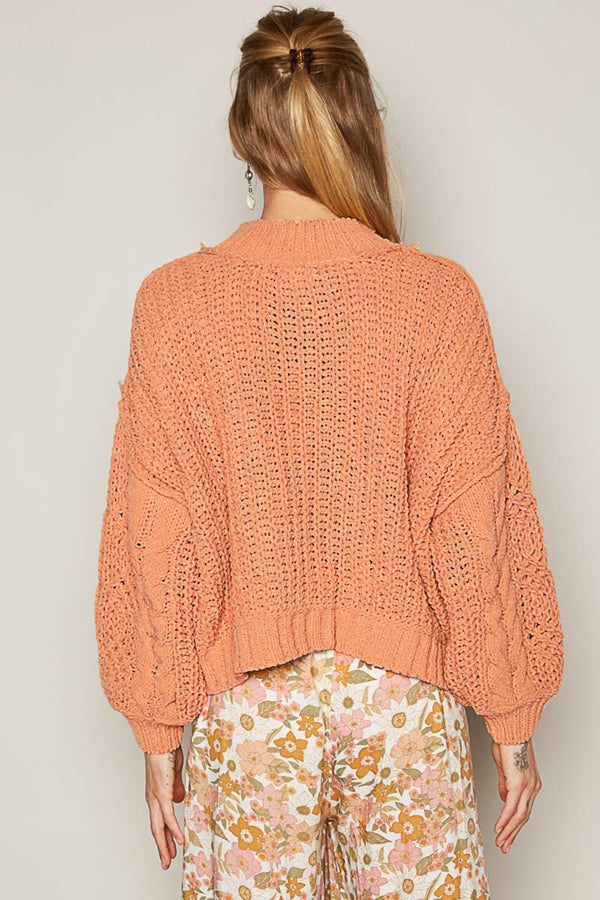 POL Mock Neck Cable Knit Sweater - Happily Ever Atchison Shop Co.