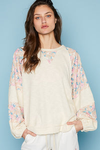 POL Round Neck Balloon Floral Long Sleeve Top - Happily Ever Atchison Shop Co.