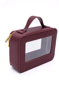 PU Leather Travel Cosmetic Case in Wine - Happily Ever Atchison Shop Co.