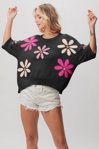 BiBi Floral Pattern Cropped Sweater - 1985 the VAULT Boutique