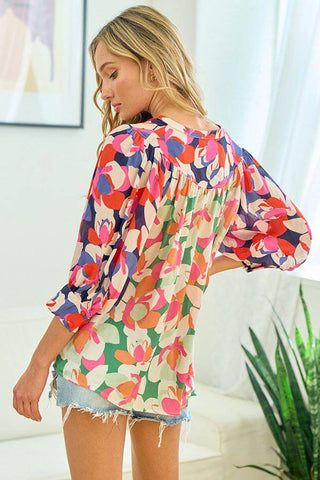 First Love Full Size Floral Button Down Satin Shirt - 1985 the VAULT Boutique