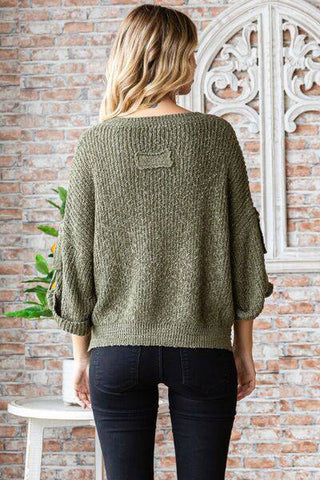 Veveret Round Neck Roll-Up Sweater - 1985 the VAULT Boutique