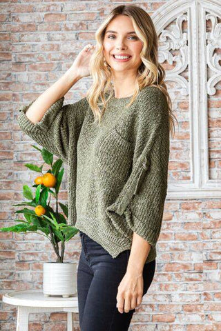 Veveret Round Neck Roll-Up Sweater - 1985 the VAULT Boutique