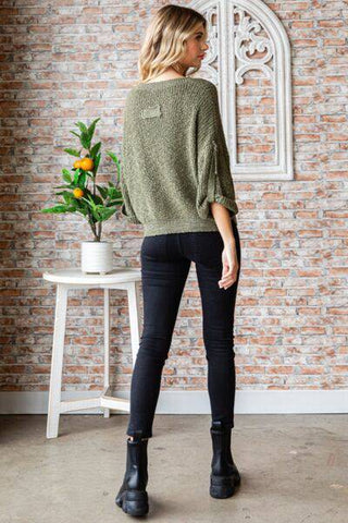 Veveret Round Neck Roll-Up Sweater - 1985 the VAULT Boutique