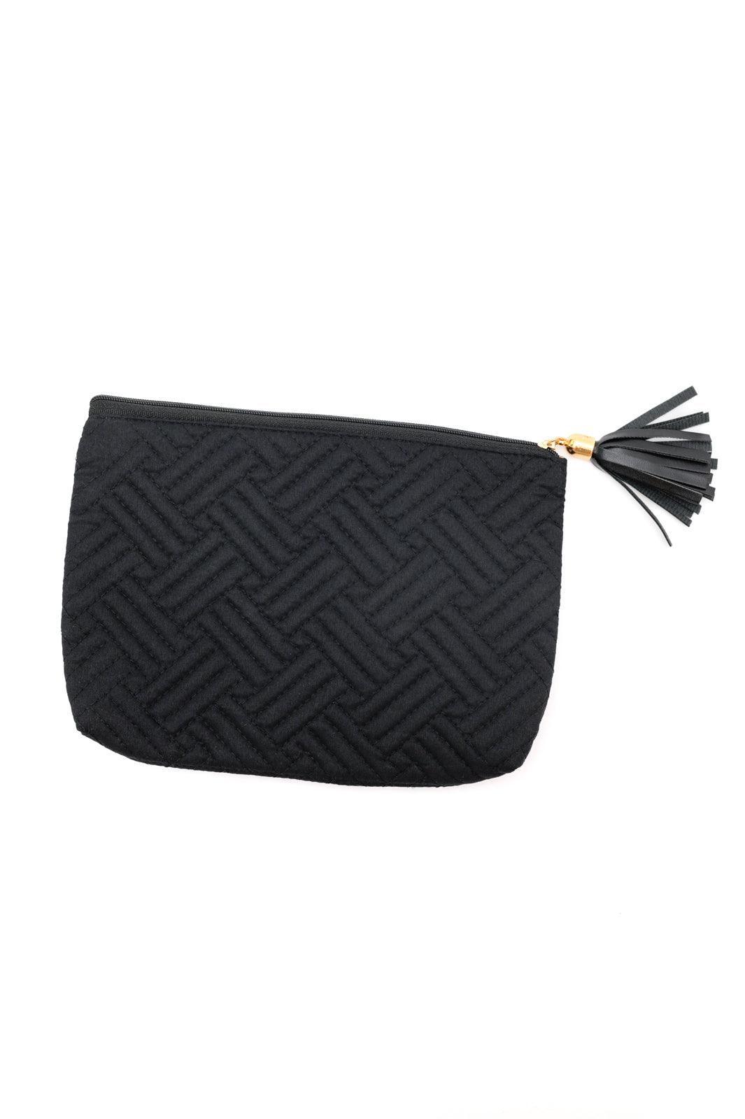 Quilted Travel Zip Pouch in Black - Happily Ever Atchison Shop Co.