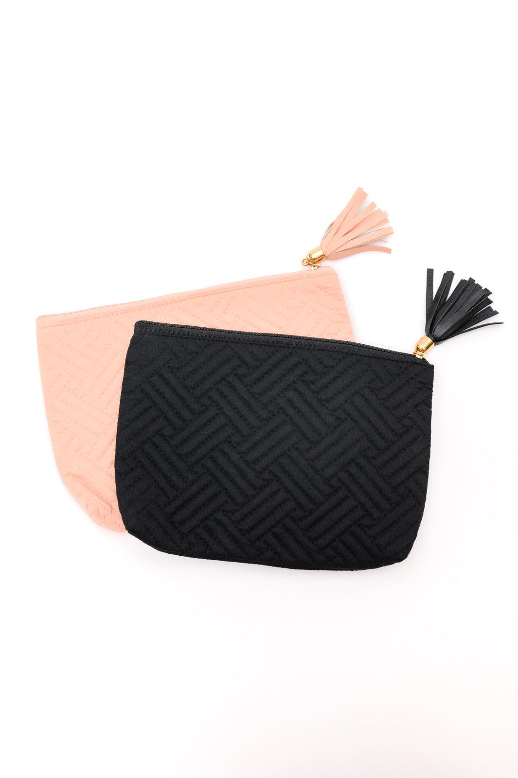 Quilted Travel Zip Pouch in Black - Happily Ever Atchison Shop Co.