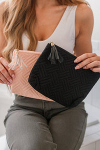 Quilted Travel Zip Pouch in Black - Happily Ever Atchison Shop Co.