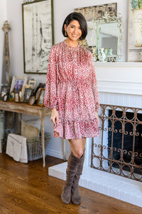 Rayven Animal Print Dress in Burgundy - Happily Ever Atchison Shop Co.