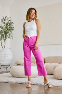 RFM Crop Chloe Full Size Tummy Control High Waist Raw Hem Jeans - Happily Ever Atchison Shop Co.