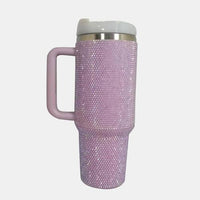 Rhinestone Stainless Steel Tumbler with Straw - Happily Ever Atchison Shop Co.