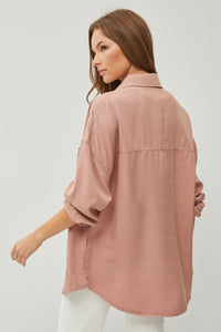 RISEN Full Size Button Up Long Sleeve Denim Shirt - Happily Ever Atchison Shop Co.