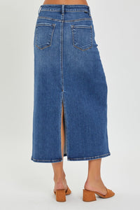 RISEN High Rise Back Slit Denim Skirt - Happily Ever Atchison Shop Co.