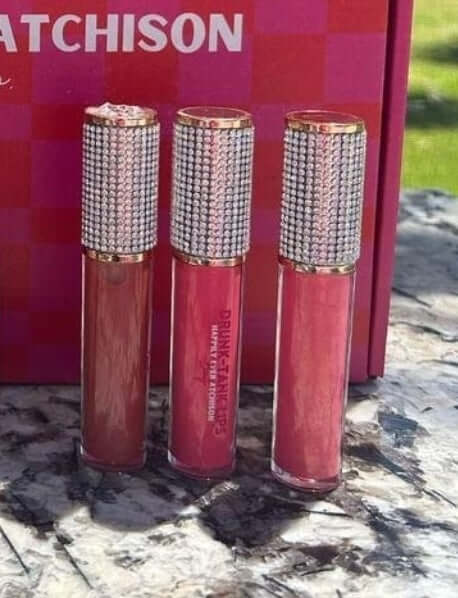 Rhinestone Drunk-Tank Lipgloss 3-Piece Set