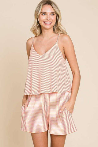 Culture Code Full Size Double Flare Striped Romper - 1985 the VAULT Boutique