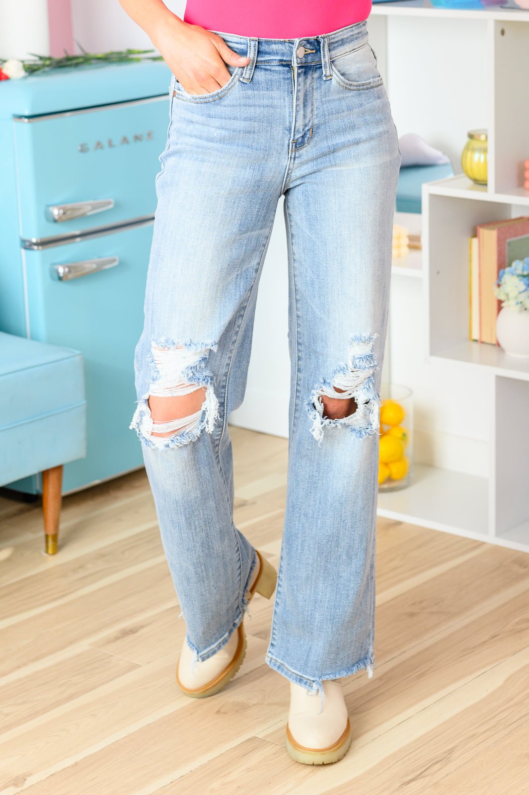 Rose High Rise 90's Straight Jeans in Light Wash - Happily Ever Atchison Shop Co.