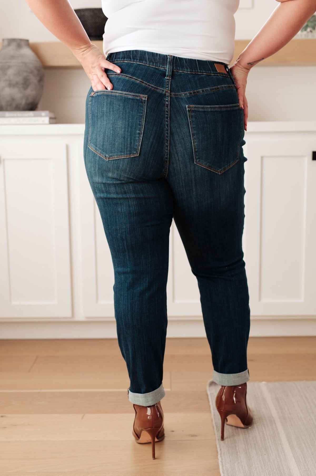 Rowena High Rise Pull On Double Cuff Slim Jeans - Happily Ever Atchison Shop Co.