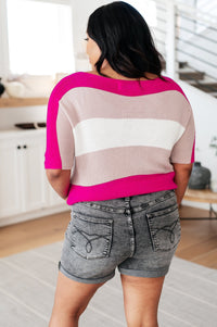 Rows Of Rose Short Sleeve Knit Top - Happily Ever Atchison Shop Co.