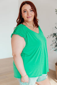 Ruched Cap Sleeve Top in Emerald - Happily Ever Atchison Shop Co.