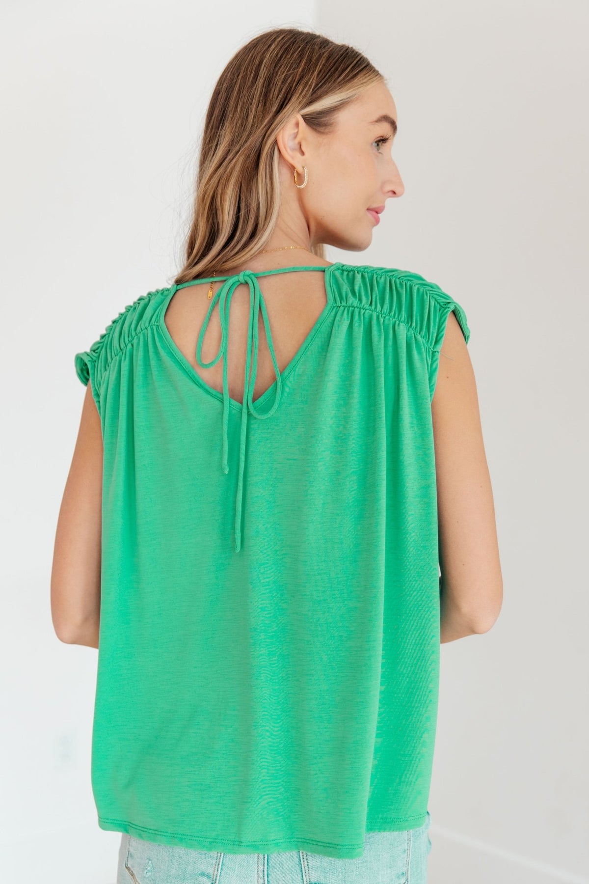 Ruched Cap Sleeve Top in Emerald - Happily Ever Atchison Shop Co.